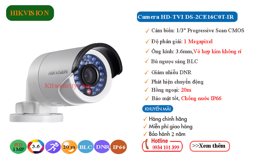 Camera-Hikvision-1MP-HD-TVI-DS-2CE16C0T-IR